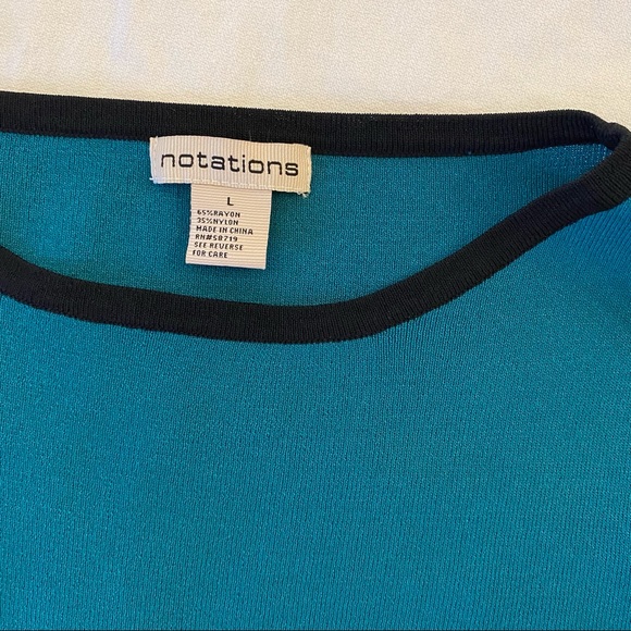 Knit Turquoise & Black Top size Large - Picture 4 of 5